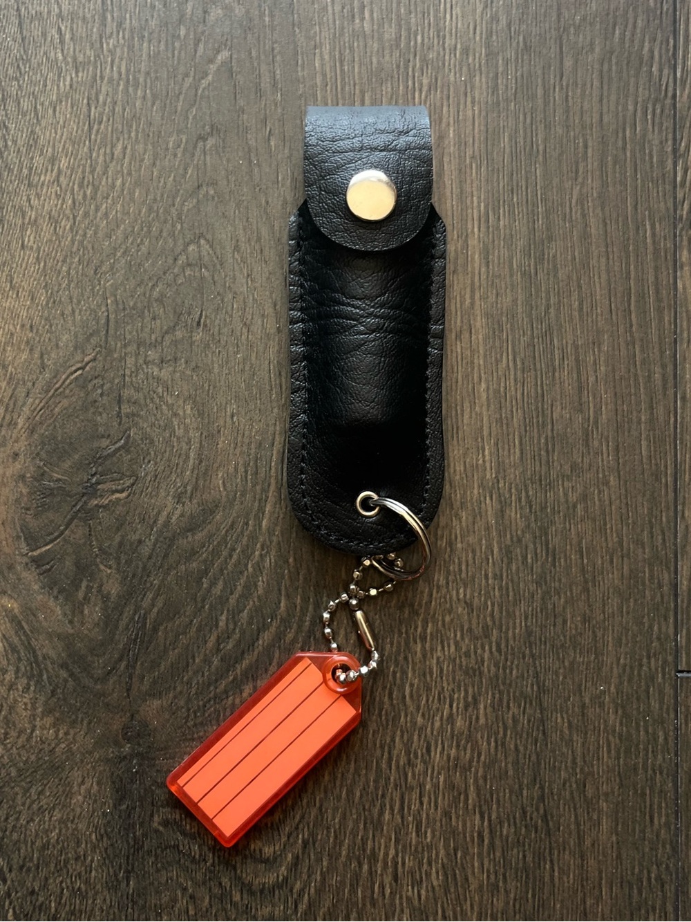 Black Leather Pepper Spray Holster Key Chain